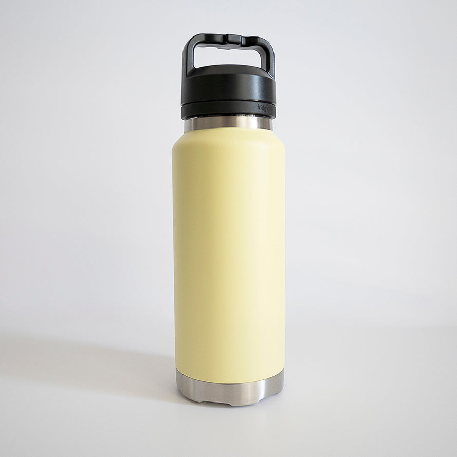 Fridgy 1080ml Grip Range Bottle in Yellow Spritz – Triple-wall insulated stainless steel water bottle with an ergonomic grip, designed for all-day hydration.