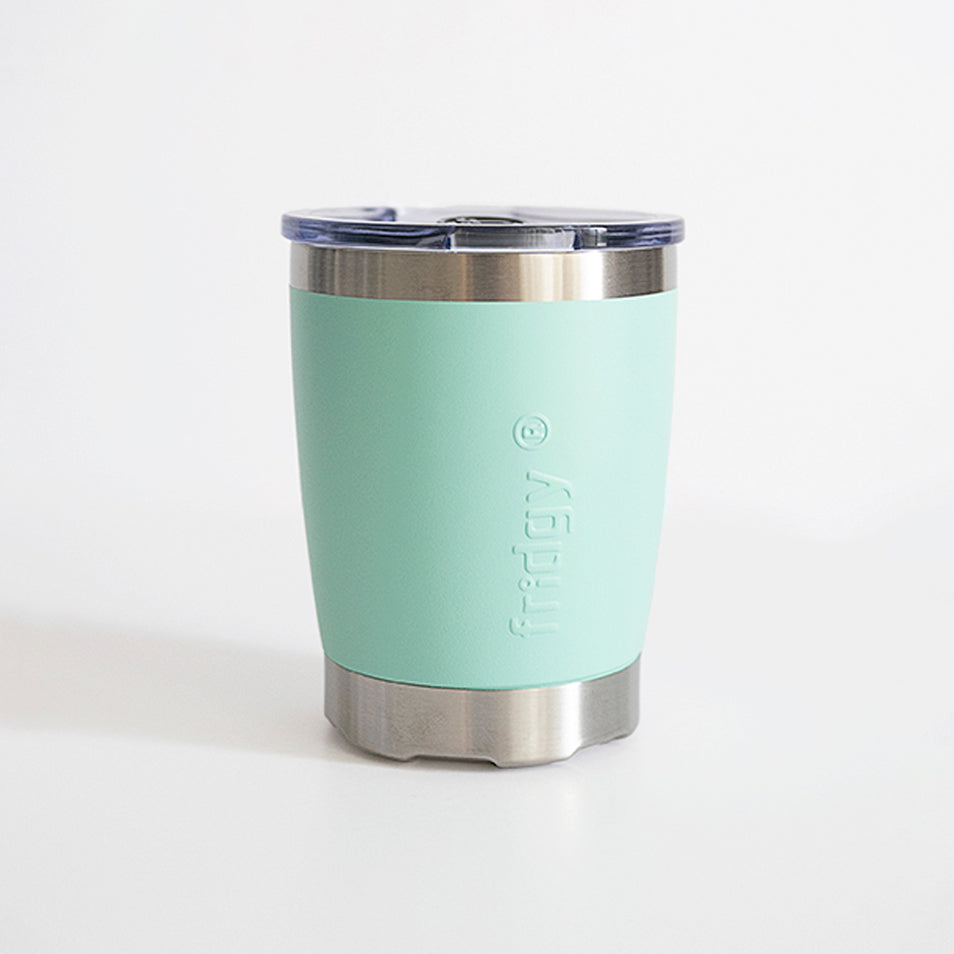 Fridgy Mini Sipper Tumbler in Cool Mint – Double-wall insulated stainless steel tumbler with a spill-proof lid, perfect for hot and cold drinks on the go.