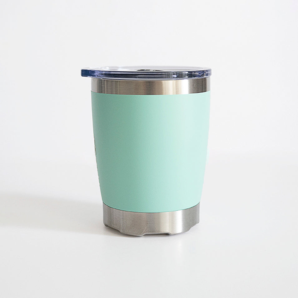 Fridgy Mini Sipper Tumbler in Cool Mint – Double-wall insulated stainless steel tumbler with a spill-proof lid, perfect for hot and cold drinks on the go.