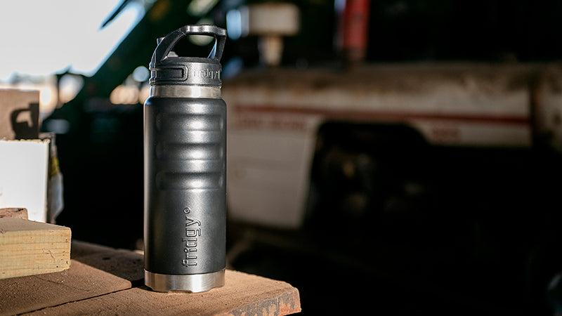 durable drink bottle in a farm shed